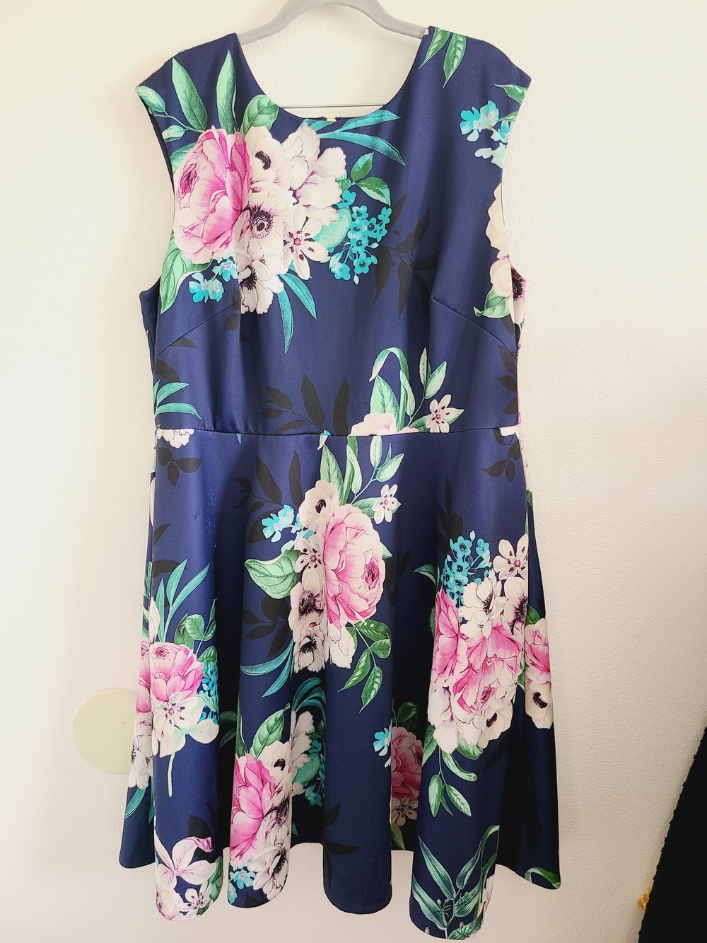 Eliza J Navy Floral Fit-and-Flare Dress